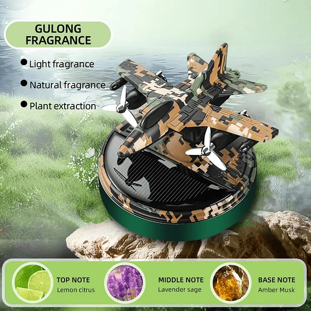 Aromatizador Para Auto con Carga Solar Avion  4