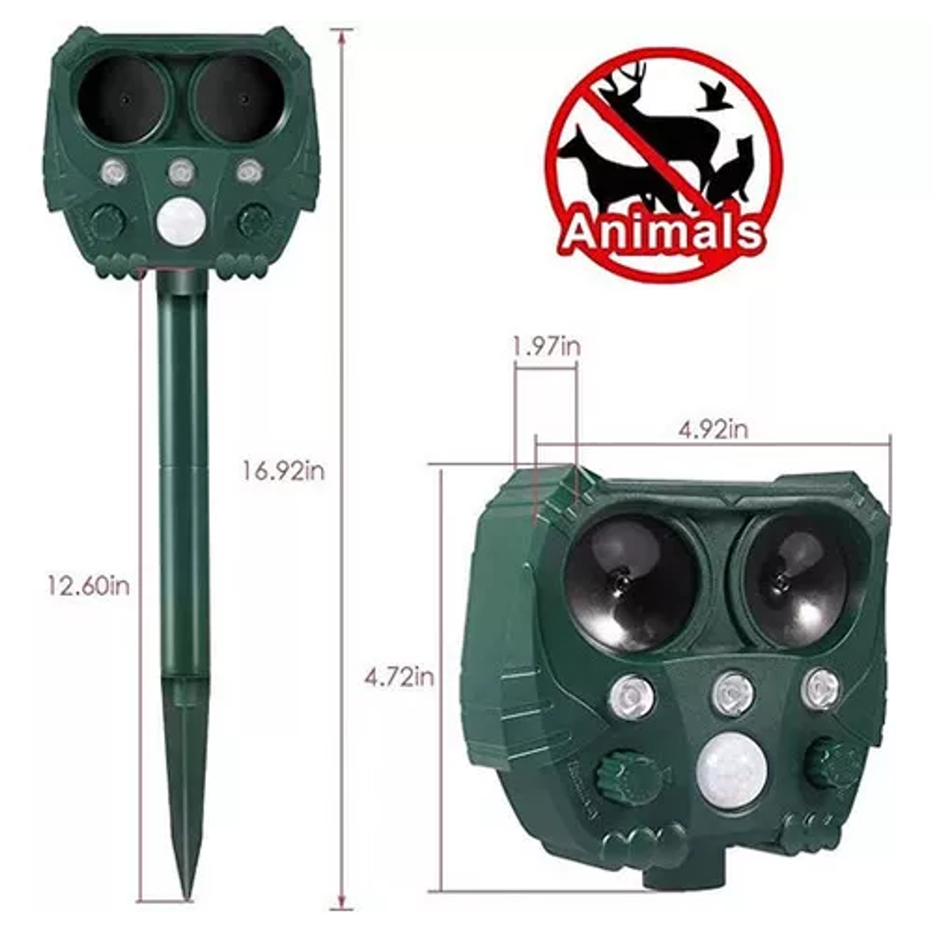 Disuasorio Ultrasónico Espanta Gatos Con Sensor 12m 6