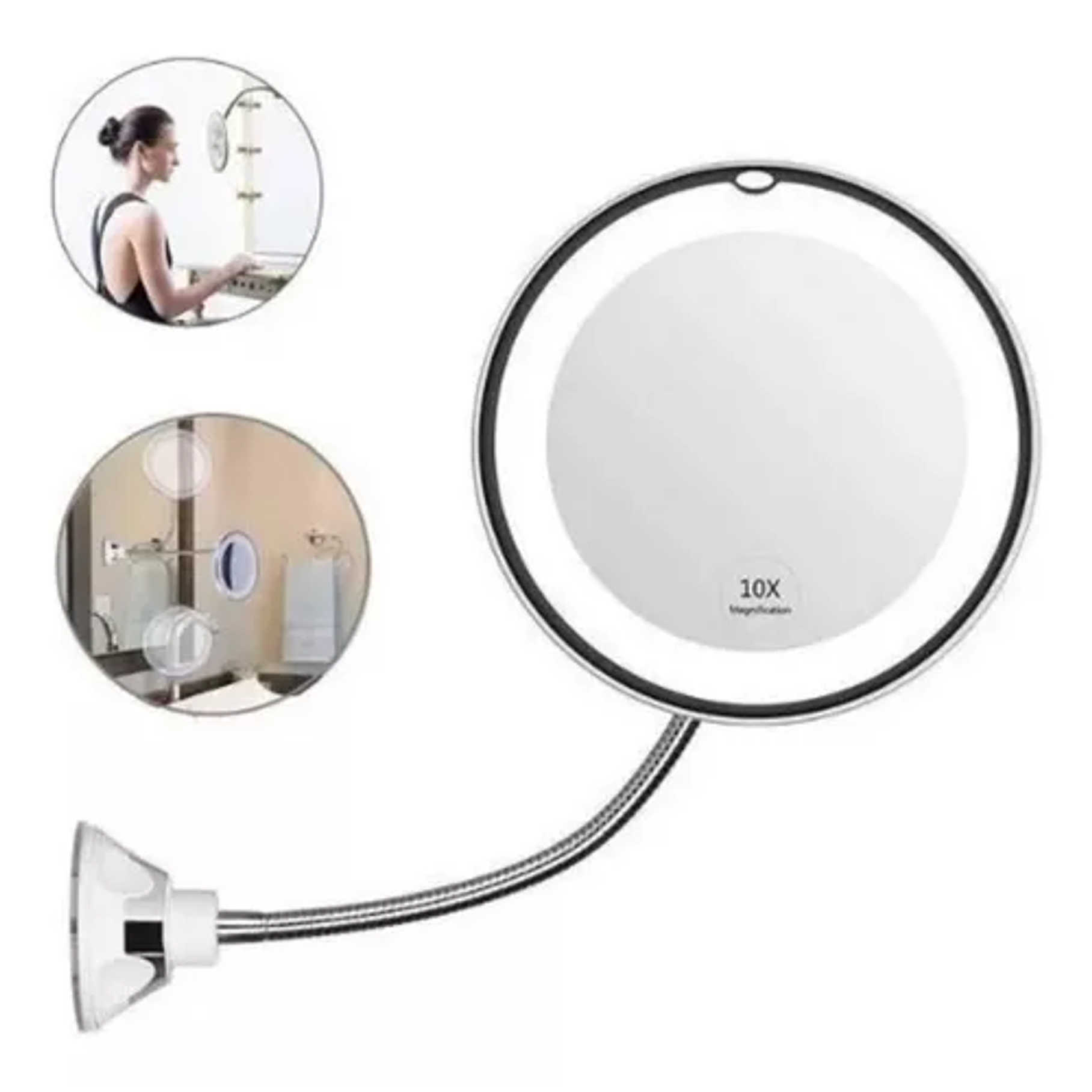 Espejo de Maquillaje con Aumento x10 Luces LED 2