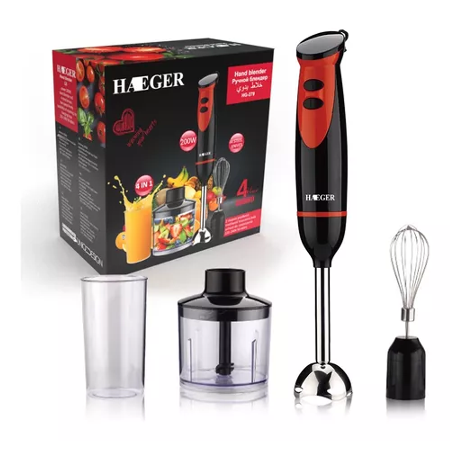 Batidora De Mano Set De 4 Piezas Haeger Hg-279 Mezclador Color Negro 1