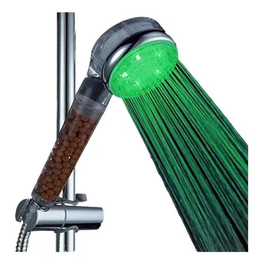 Cabezal De Ducha Luces Led Multicolor Regadera Teléfono Color Plateado 2