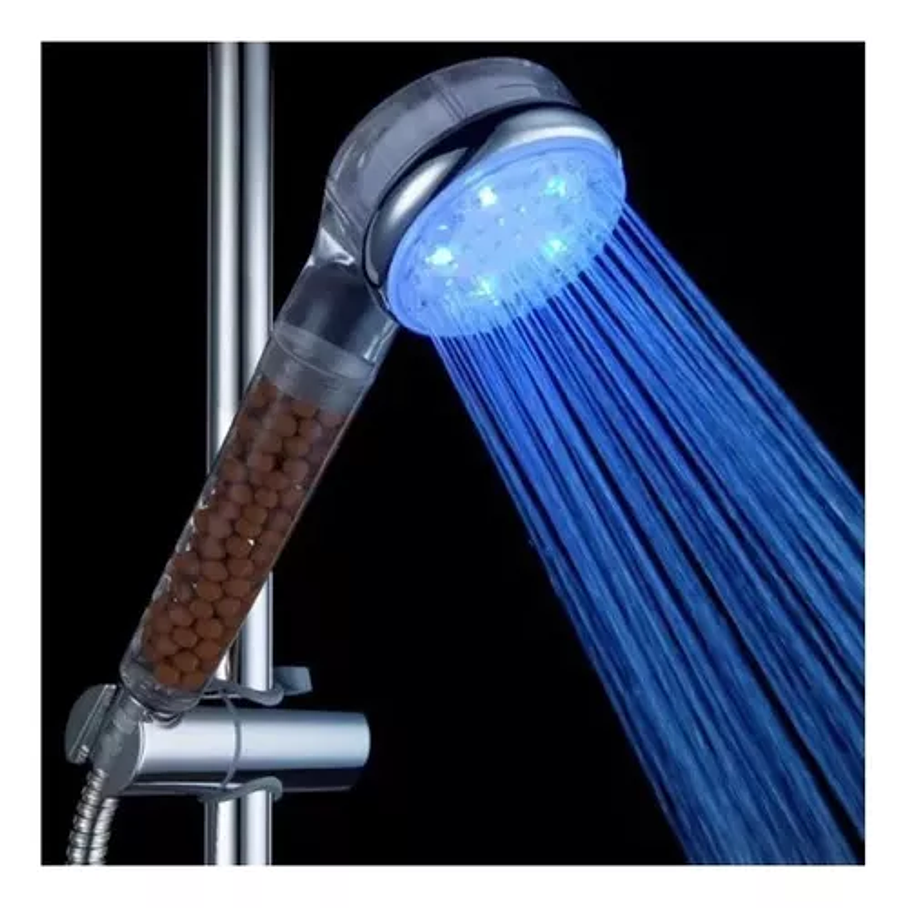 Cabezal De Ducha Luces Led Multicolor Regadera Teléfono Color Plateado 4
