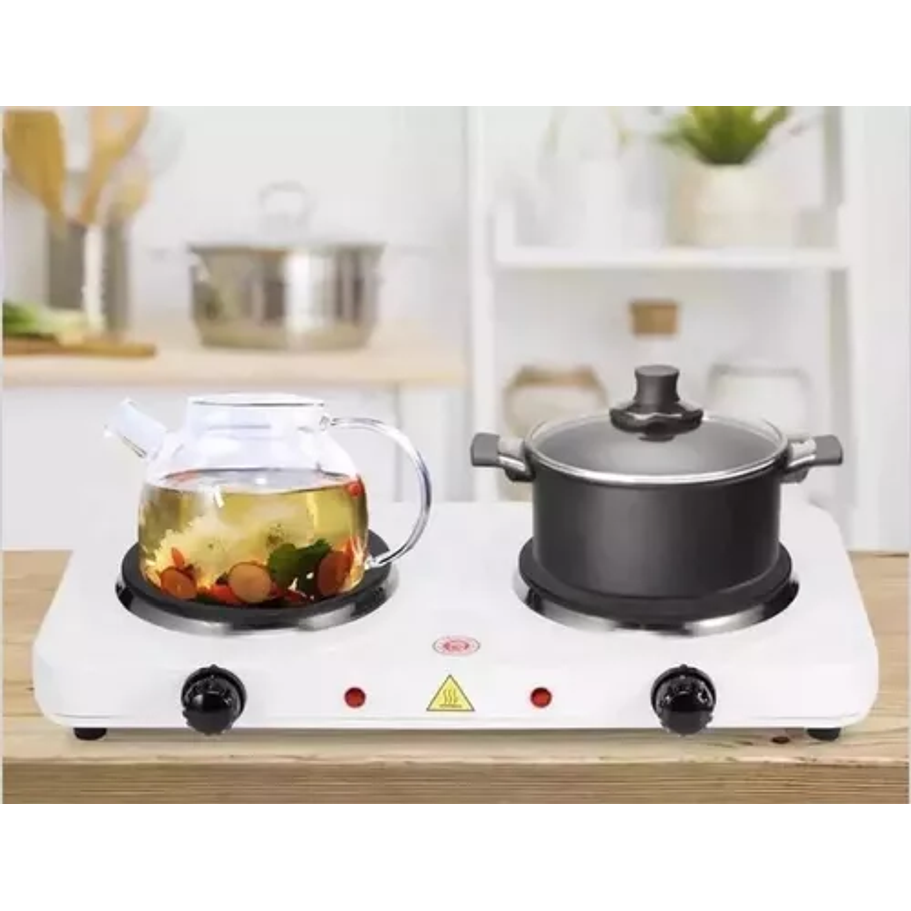 Cocinilla Eléctrica Encimera Portátil 2 Platos Práctica Color Blanco 4