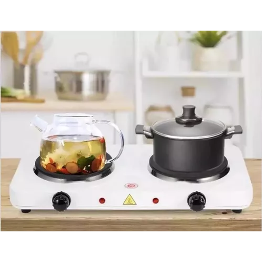 Cocinilla Eléctrica Encimera Portátil 2 Platos Práctica Color Blanco 4