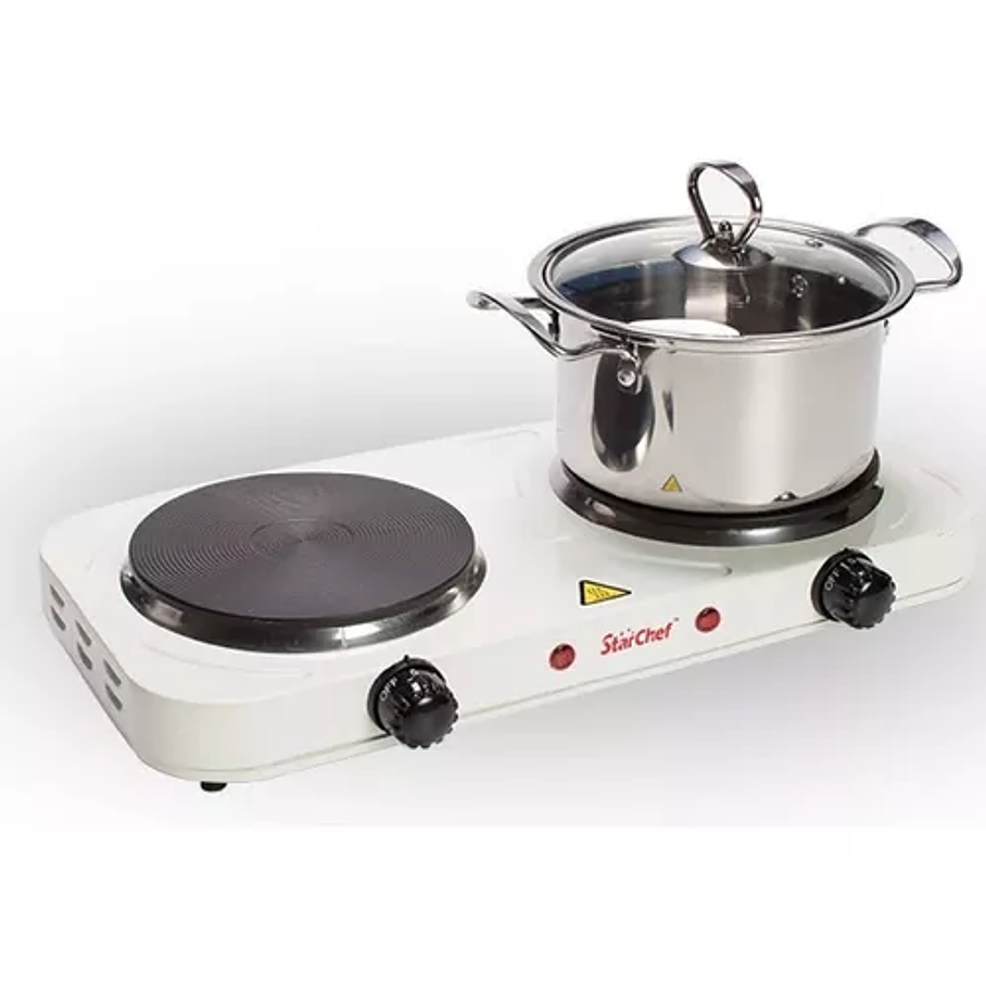 Cocinilla Eléctrica Encimera Portátil 2 Platos Práctica Color Blanco 3