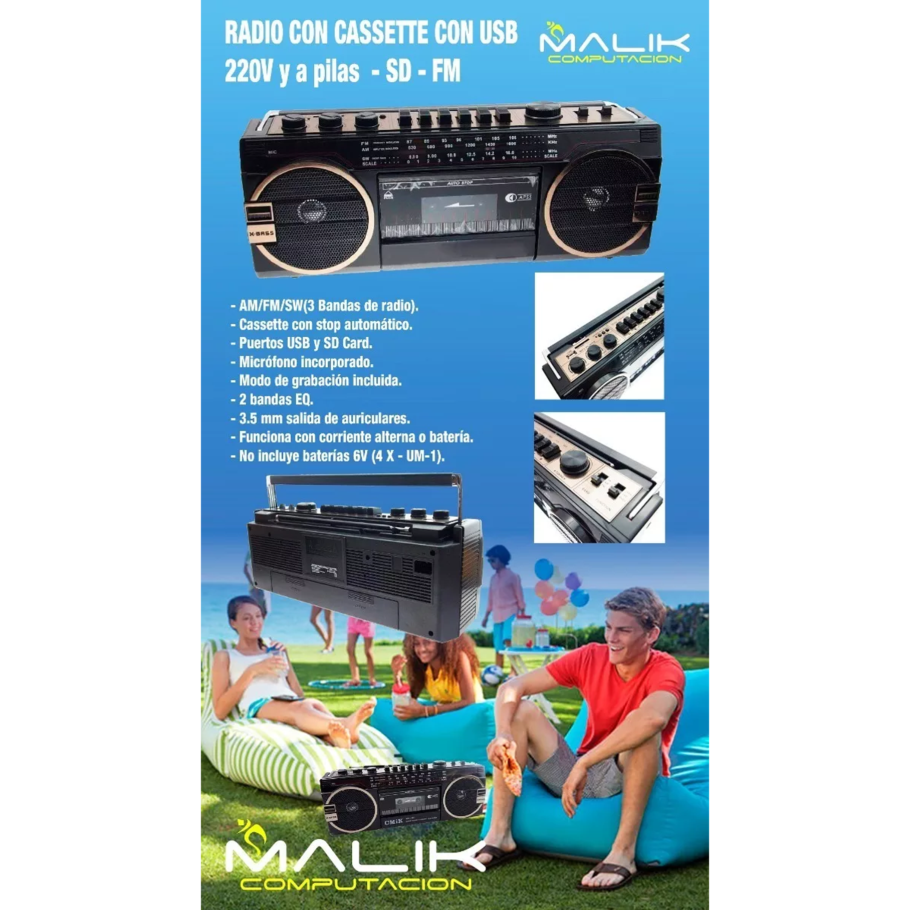 Parlante Inalambrica Bluetooth - Usb - Micro Sd - Radio 4