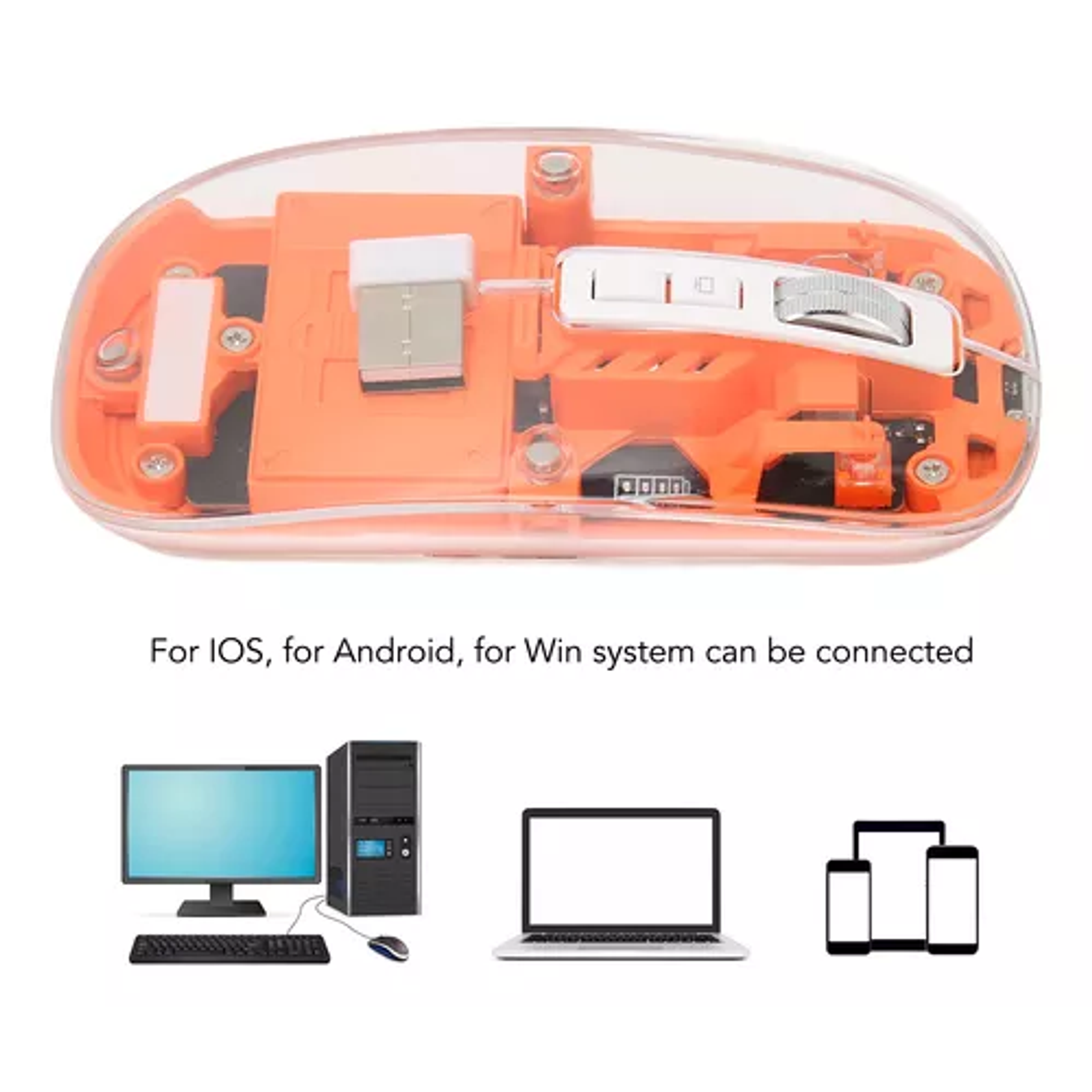 Mouse Computadora Inalámbrico Transparente Bt5.1 2.4g De 2