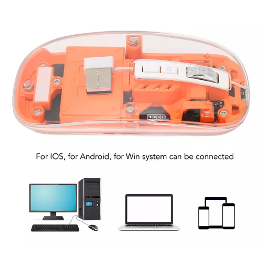 Mouse Computadora Inalámbrico Transparente Bt5.1 2.4g De 2