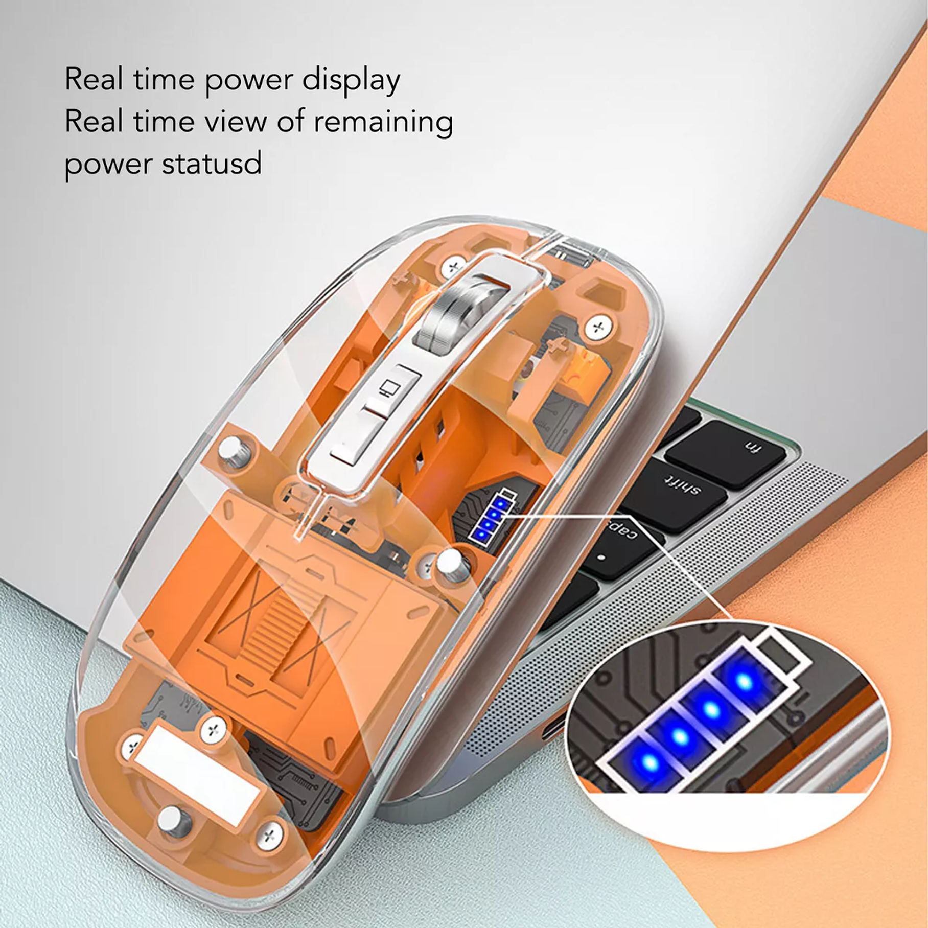 Mouse Computadora Inalámbrico Transparente Bt5.1 2.4g De 5