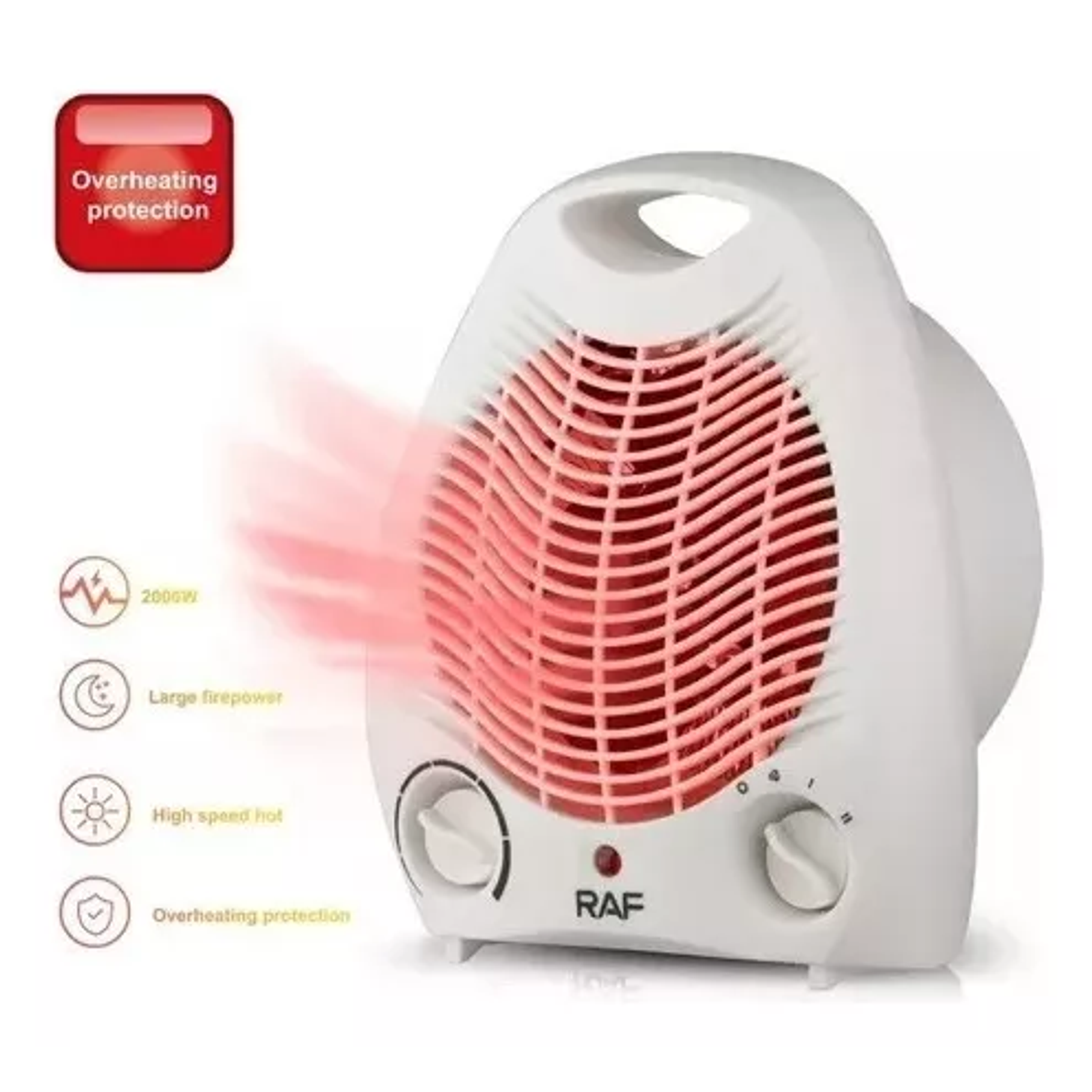 Estufa Raf 2000w Termostato Calefactor Ventilador 2 Niveles Color Blanco 5