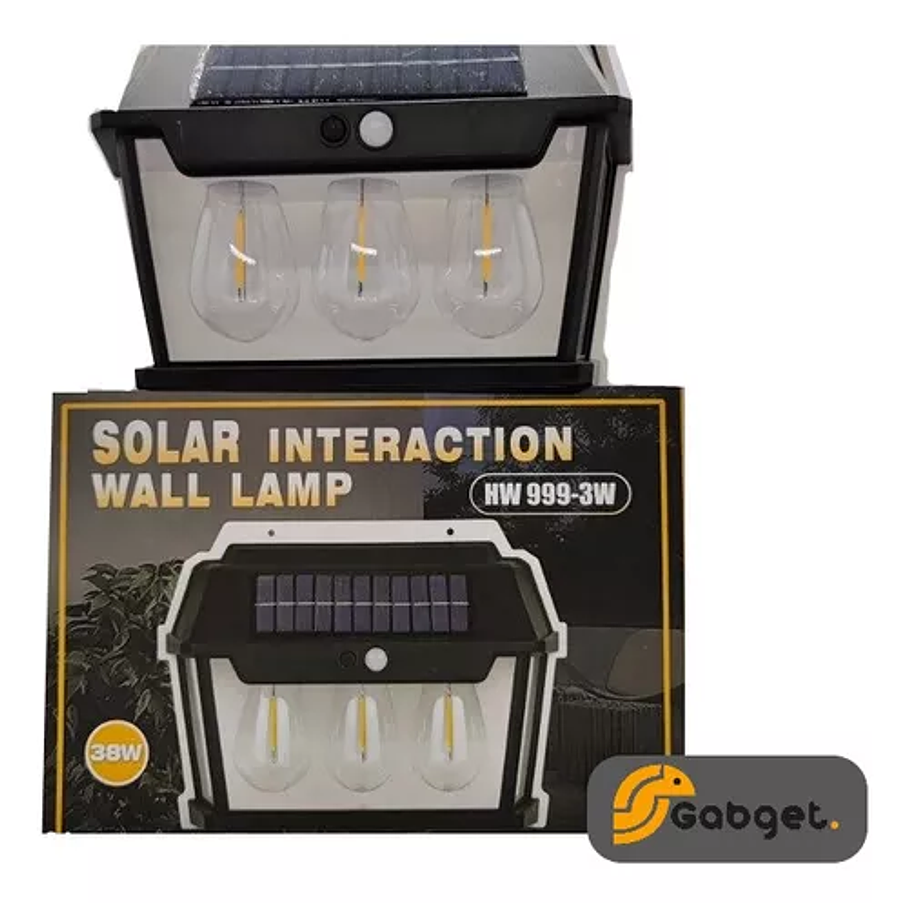 Farol Aplique Led Solar 3 Ampolletas Impermeable Ip65 5