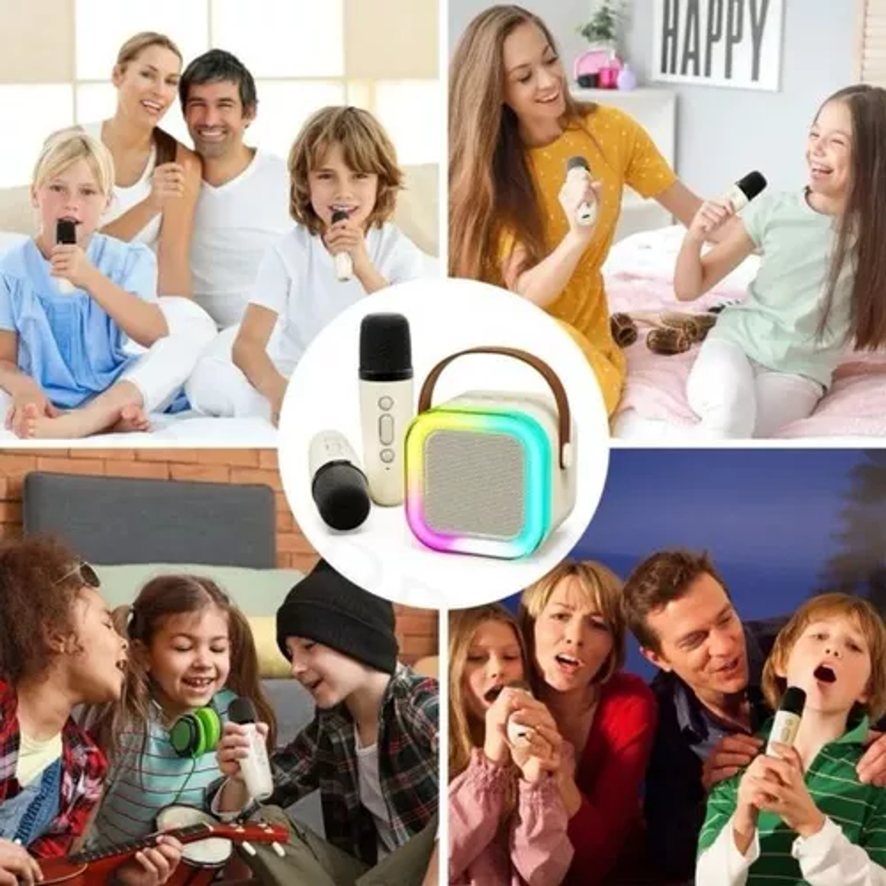 Mini Parlante Altavoz + Micrófono Portátil Karaoke Bluetooth Color Celeste 3