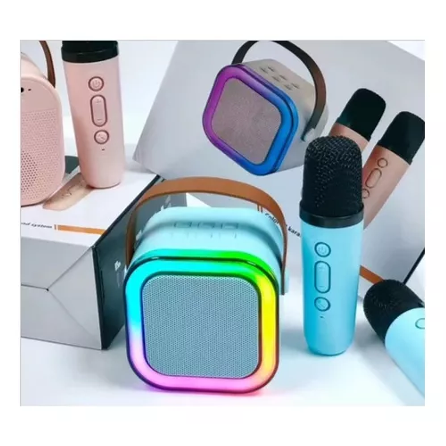 Mini Parlante Altavoz + Micrófono Portátil Karaoke Bluetooth Color Celeste 2