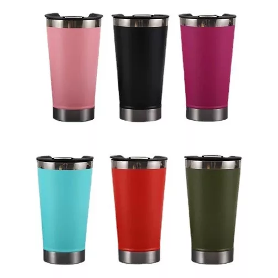 Vaso Térmico Acero Bebidas Frías / Calientes Con Destapador Color Azul Unicolor 3