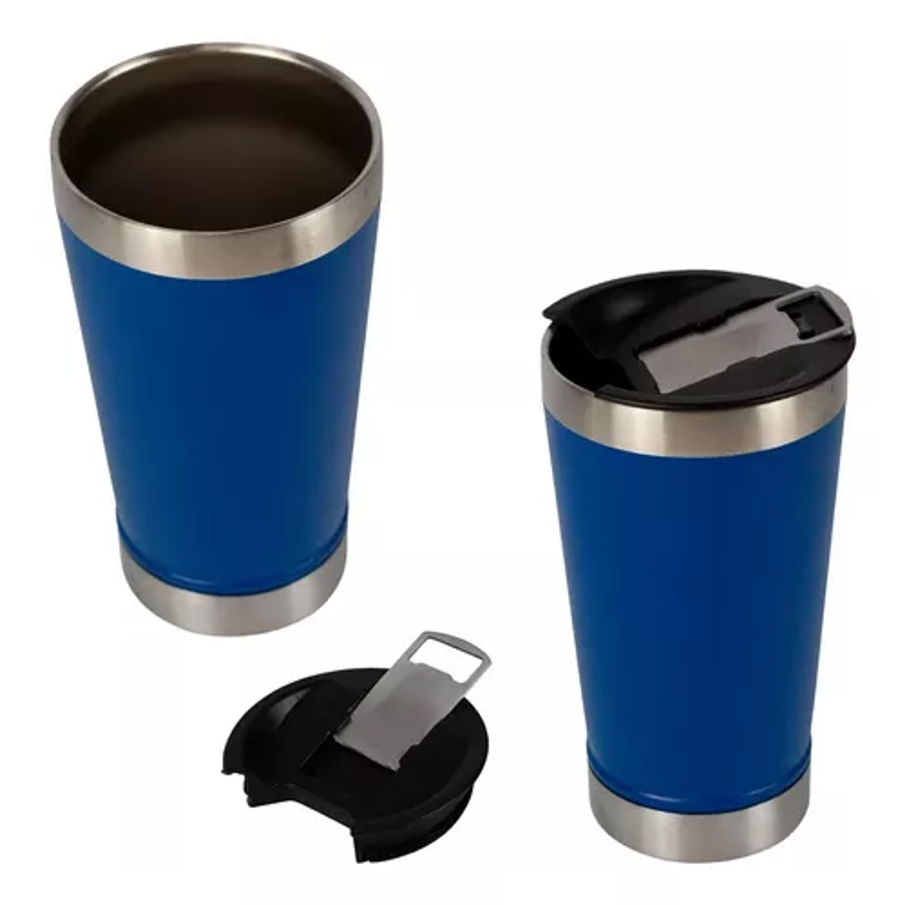 Vaso Térmico Acero Bebidas Frías / Calientes Con Destapador Color Azul Unicolor 1