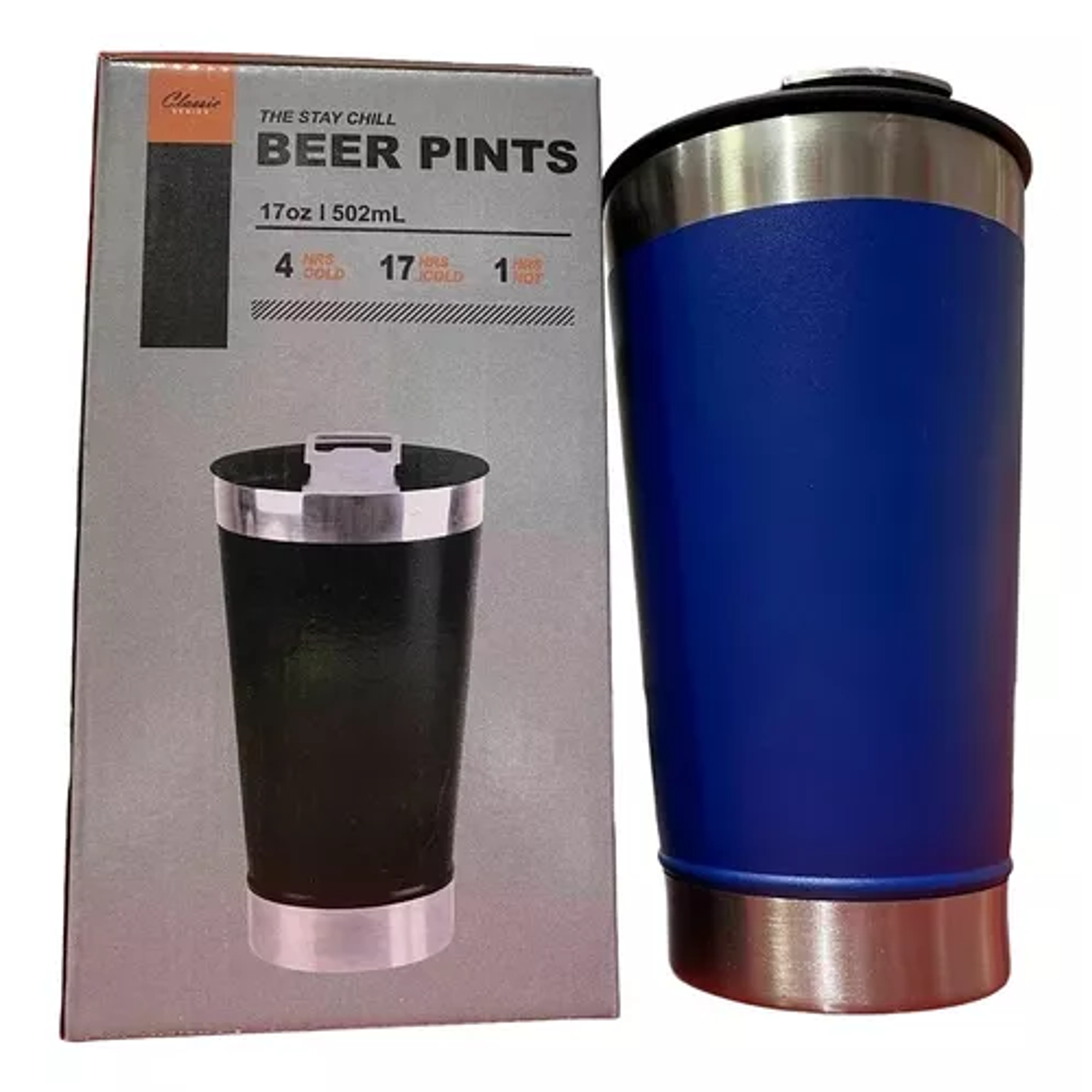 Vaso Térmico Acero Bebidas Frías / Calientes Con Destapador Color Azul Unicolor 6