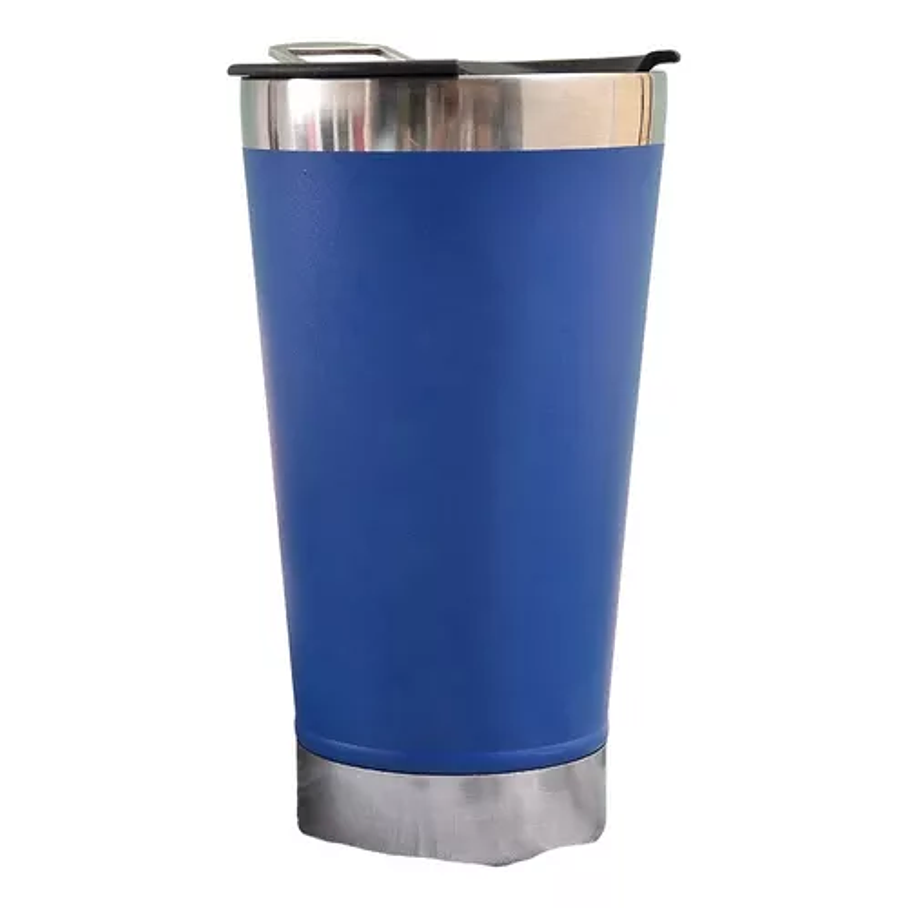 Vaso Térmico Acero Bebidas Frías / Calientes Con Destapador Color Azul Unicolor 2