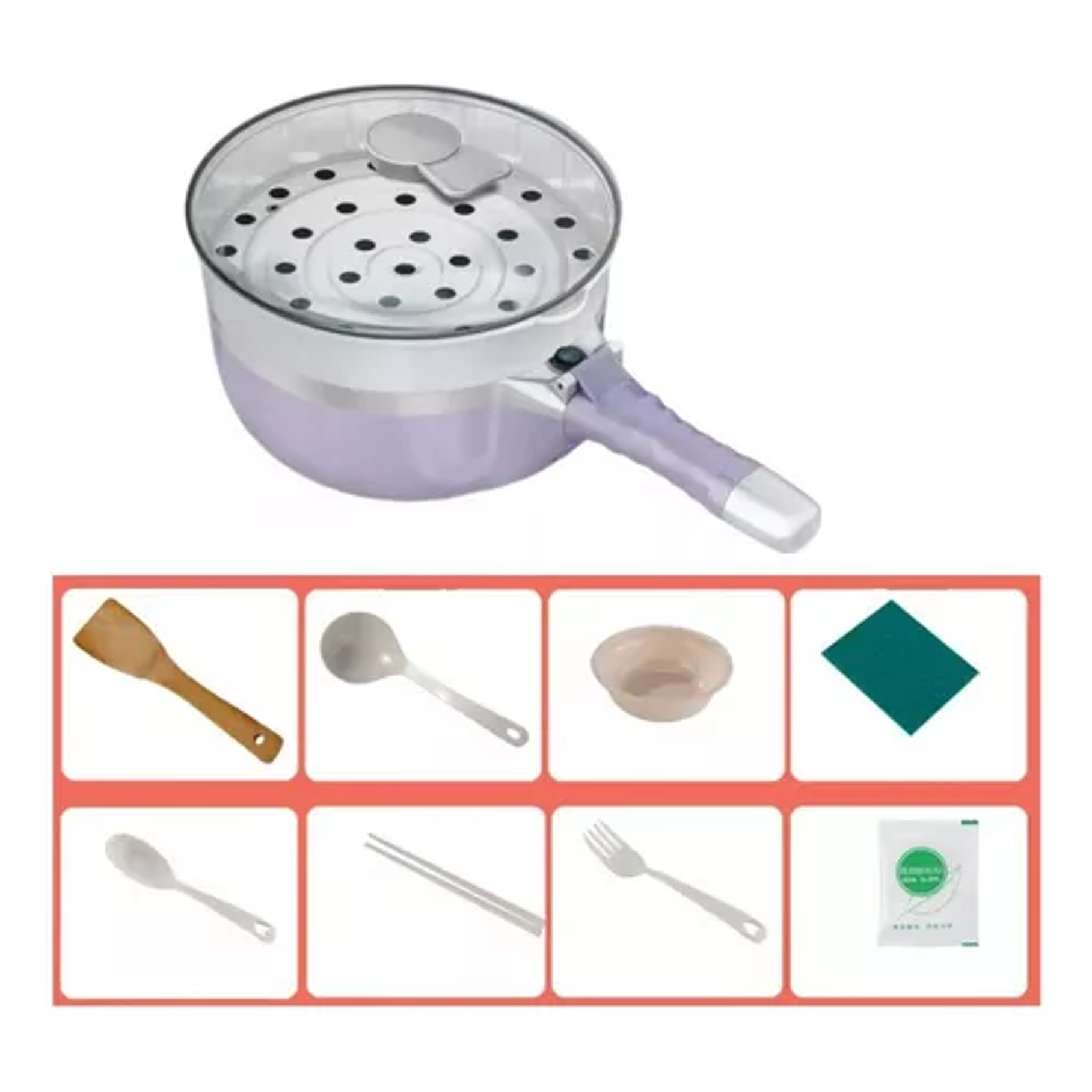 Olla Eléctrica Portátil Plegable Sartén Caldera 800w Color Lila Frecuencia 50hz 3