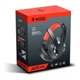 Auriculares Misde Gamer A65 Led Usb/p2, Color Negro, Led De Colores Claros