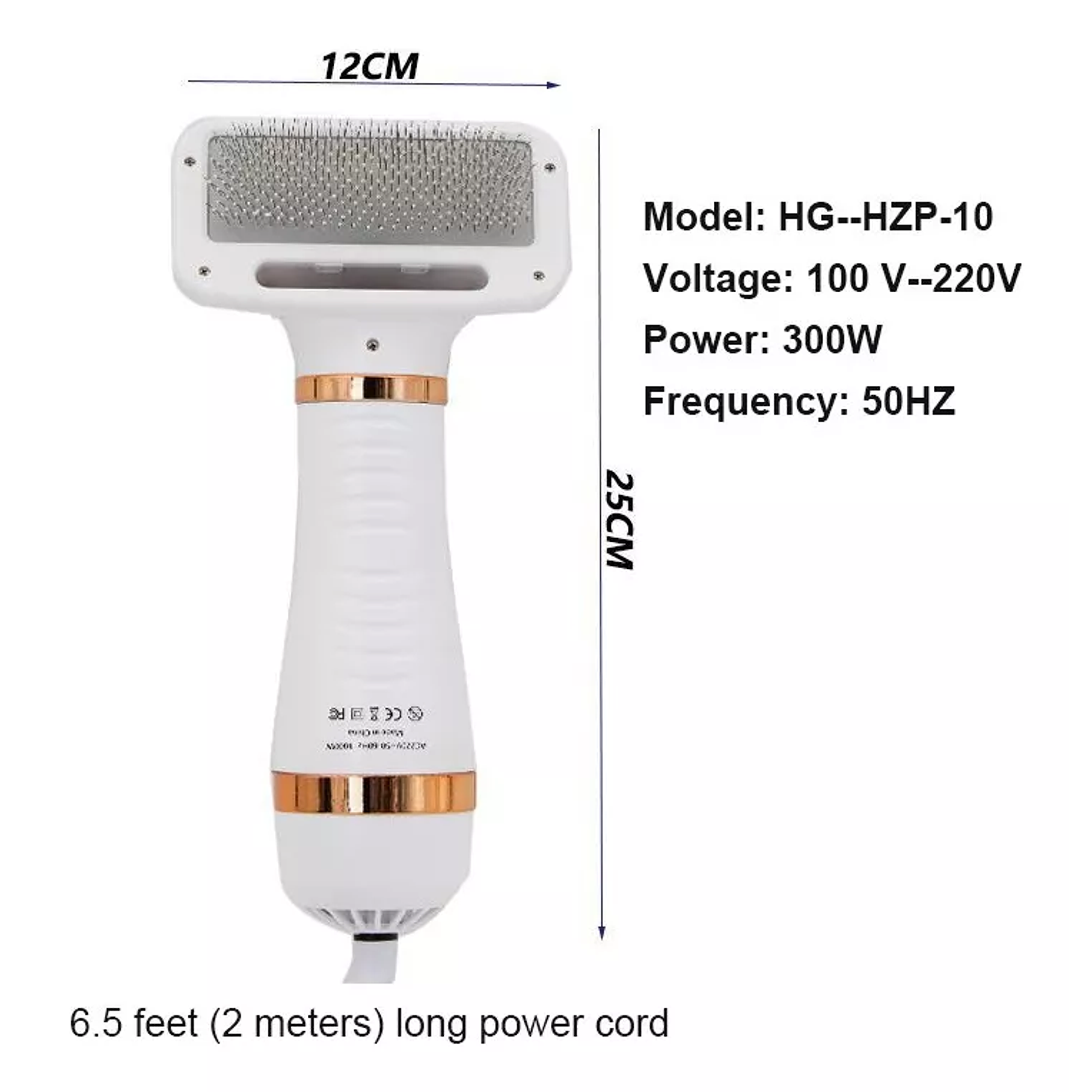 Cepillo Para Mascotas 2 En 1 Gato Perro Peine Secador D/pelo Color Blanco/dorado 3