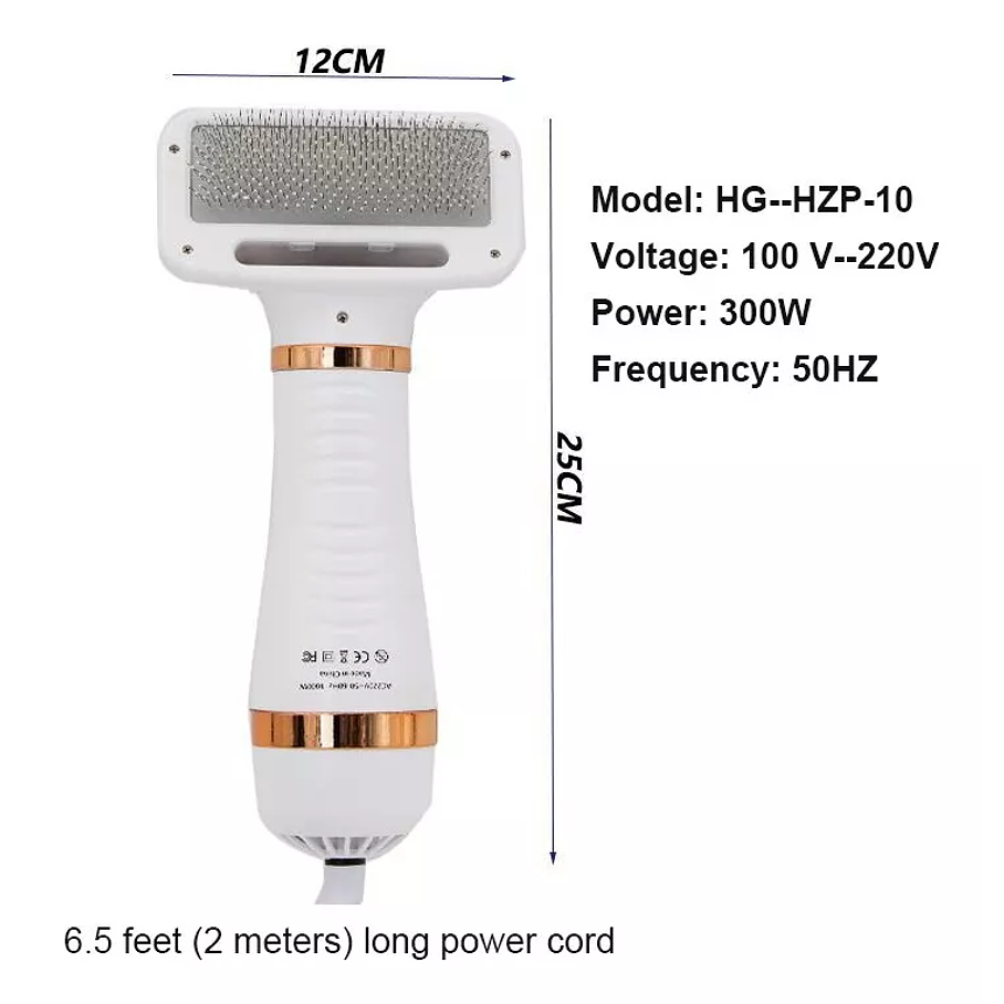 Cepillo Para Mascotas 2 En 1 Gato Perro Peine Secador D/pelo Color Blanco/dorado 3