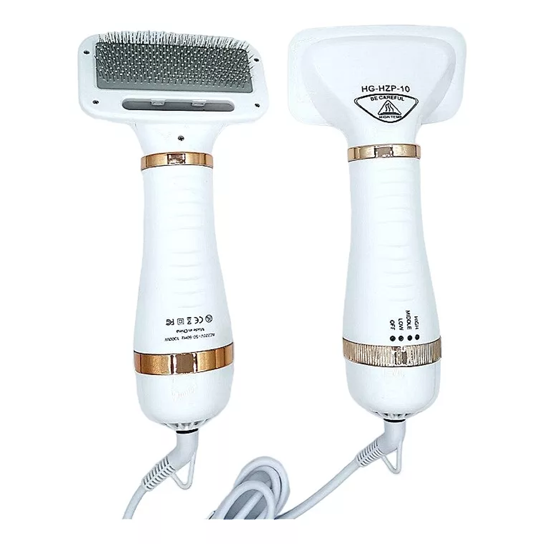 Cepillo Para Mascotas 2 En 1 Gato Perro Peine Secador D/pelo Color Blanco/dorado 2