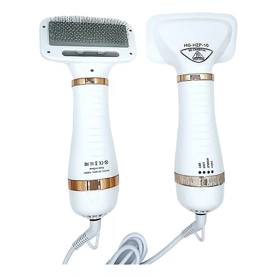 Cepillo Para Mascotas 2 En 1 Gato Perro Peine Secador D/pelo Color Blanco/dorado 2