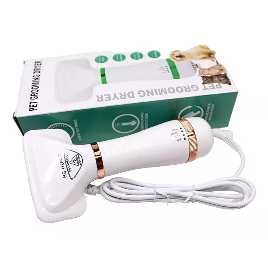 Cepillo Para Mascotas 2 En 1 Gato Perro Peine Secador D/pelo Color Blanco/dorado 6