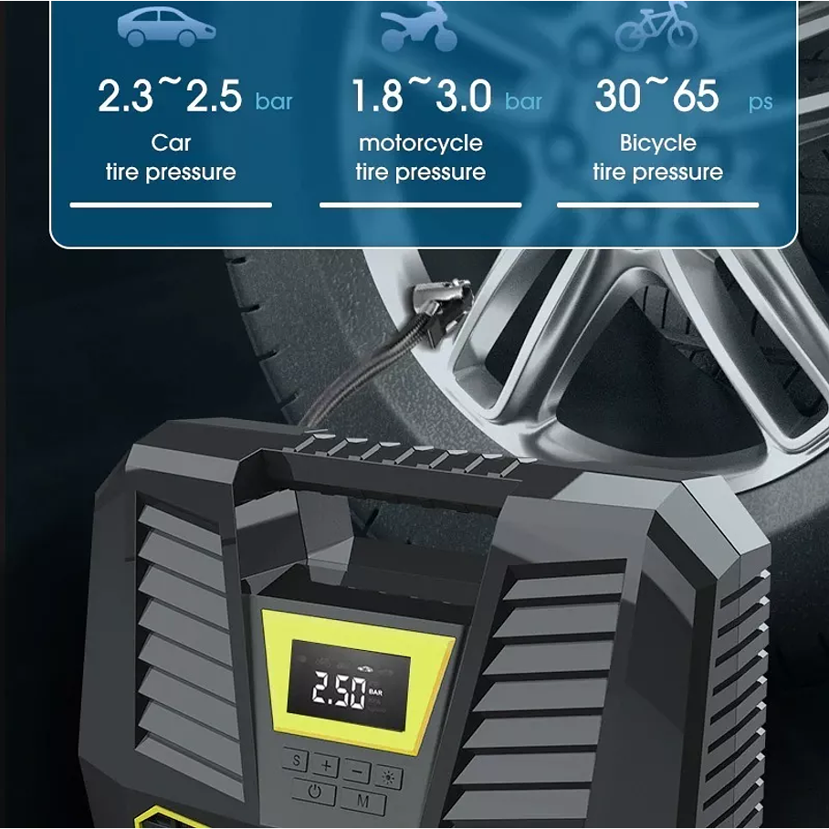 Compresor Aire Inflador De Neumaticos Para Auto Con Linterna 3