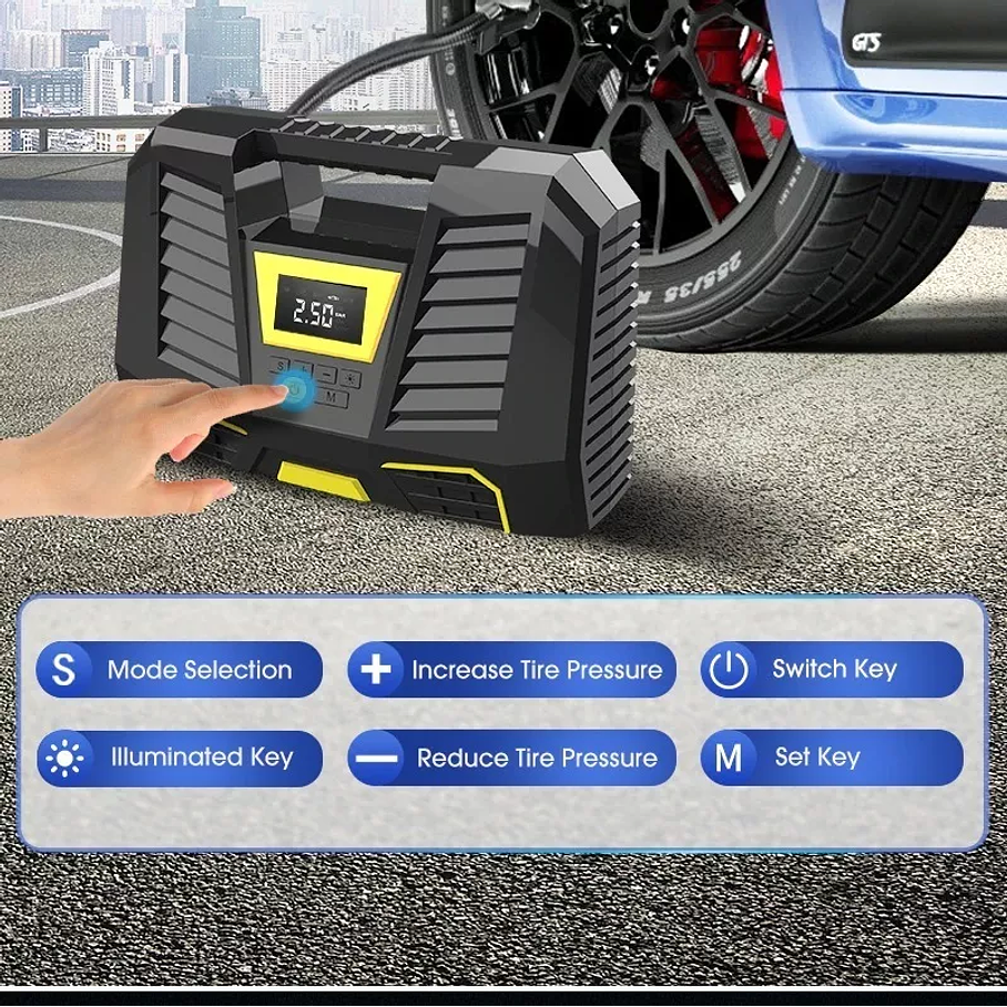 Compresor Aire Inflador De Neumaticos Para Auto Con Linterna 4