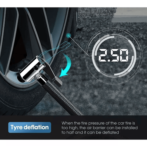 Compresor Aire Inflador De Neumaticos Para Auto Con Linterna 5