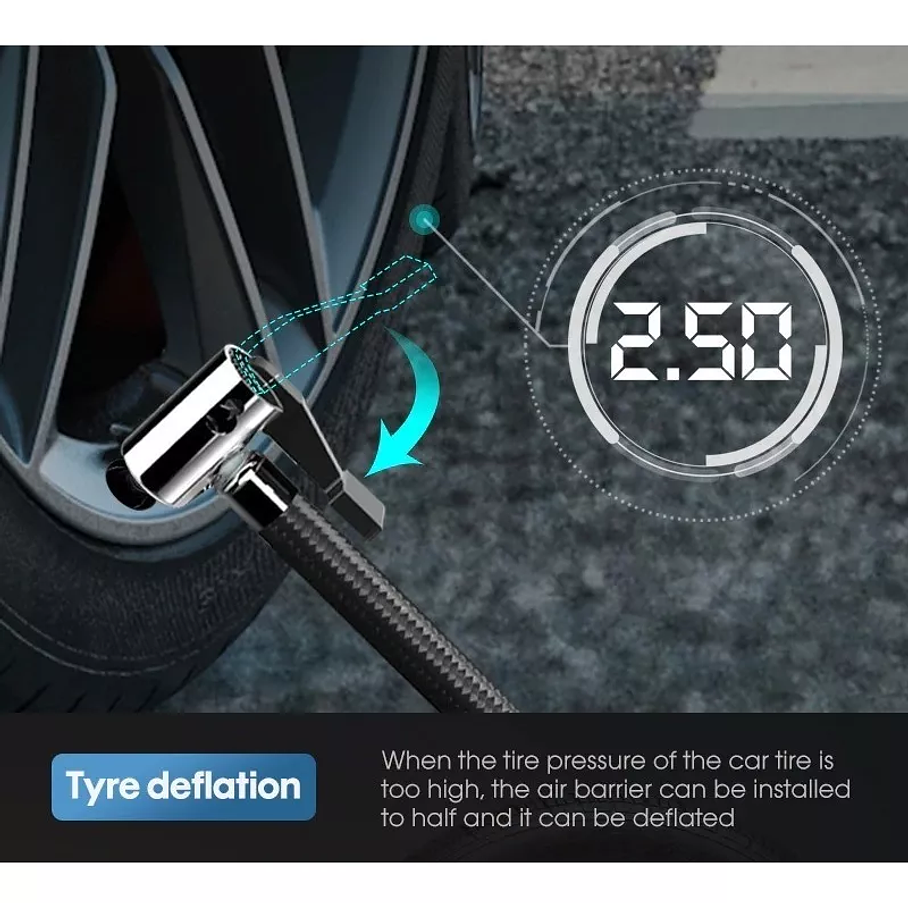 Compresor Aire Inflador De Neumaticos Para Auto Con Linterna 5