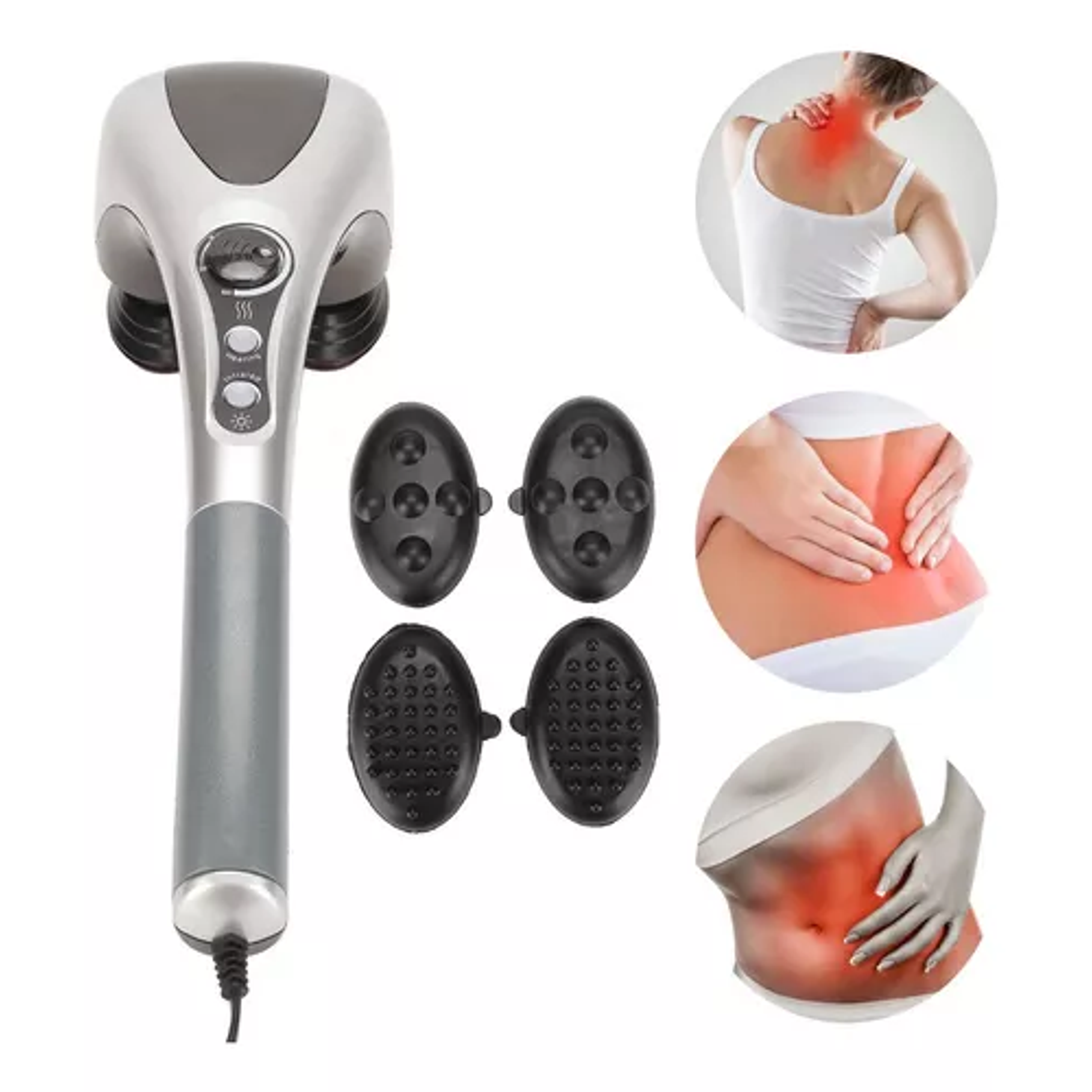 Masajeador Corporal Eléctrico Con Doble Cabezal Infrarrojo Color Gris 1