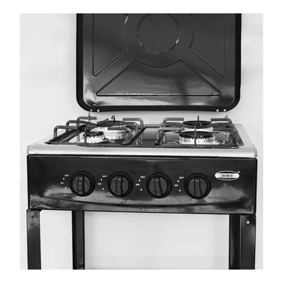 Cocina Encimera A Gas 4 Quemadores Con Repisas Color Negro 3