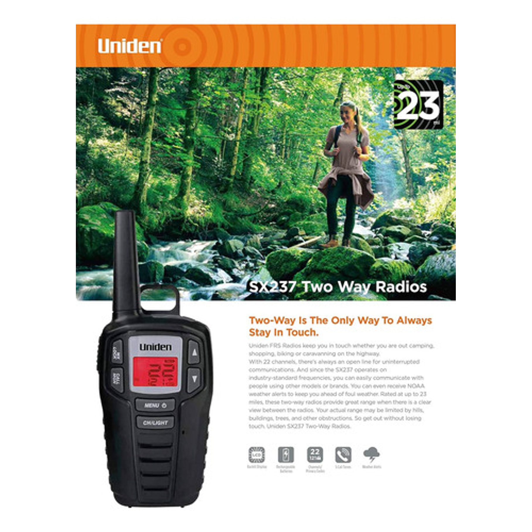 Kit 2 Radiotransmisores Uniden Rango 37km Adventure Sx237-2c 4