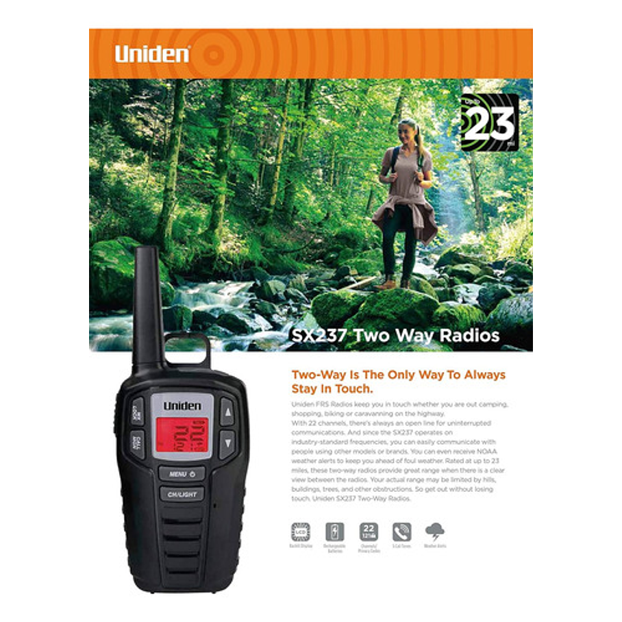 Kit 2 Radiotransmisores Uniden Rango 37km Adventure Sx237-2c 4