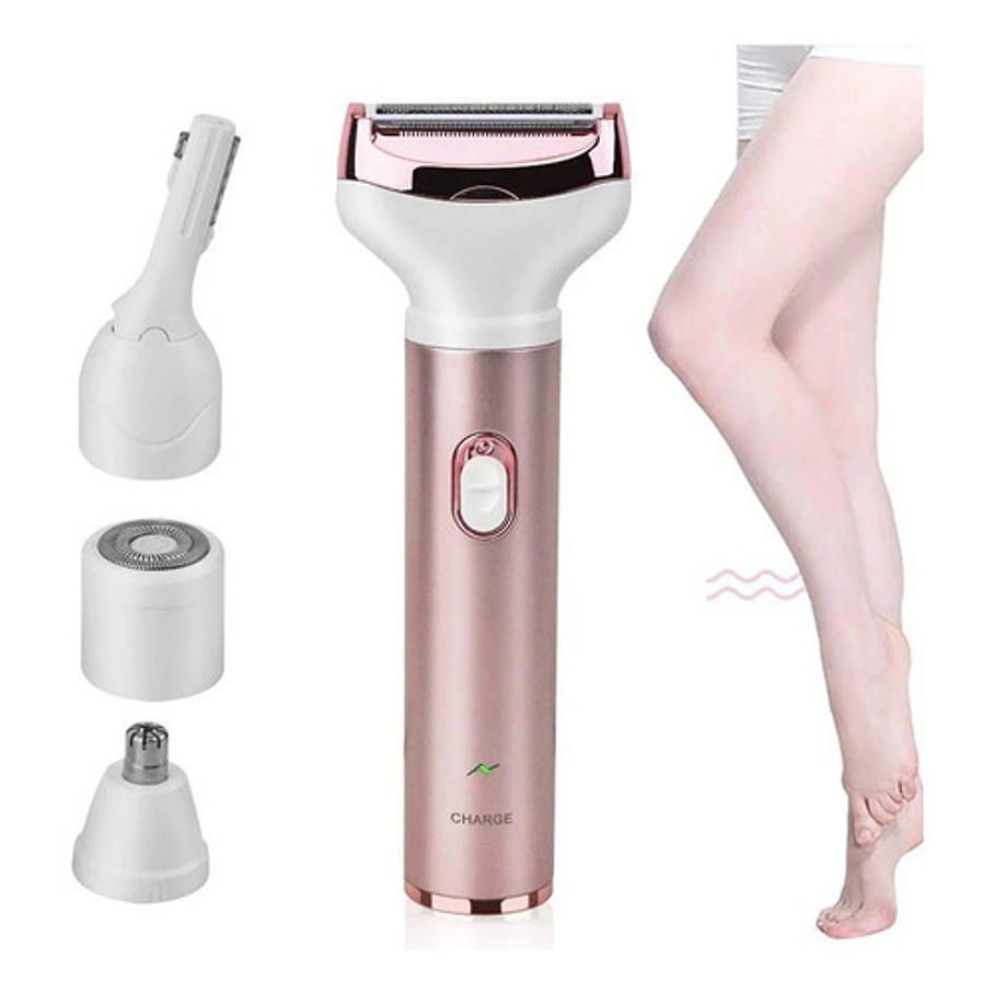 Kit Depiladora Afeitadora Facial Corporal Usb 4 En 1 Surker Color Rosa 2