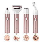 Kit Depiladora Afeitadora Facial Corporal Usb 4 En 1 Surker Color Rosa 4