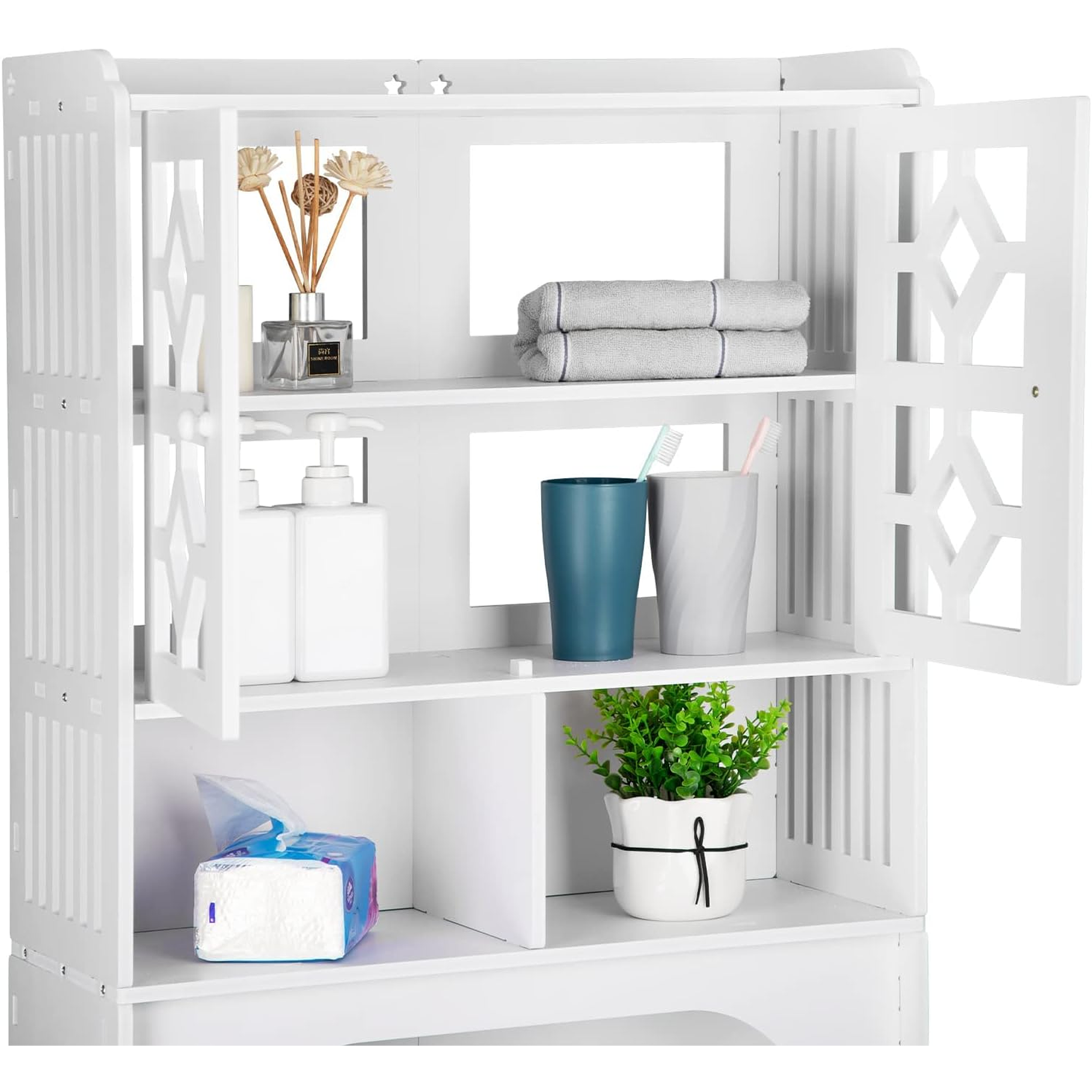 Mueble Estante de Baño Multifuncional Blanco  5