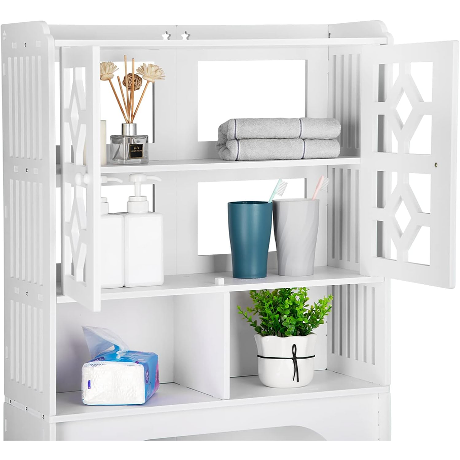Mueble Estante de Baño Multifuncional Blanco  5