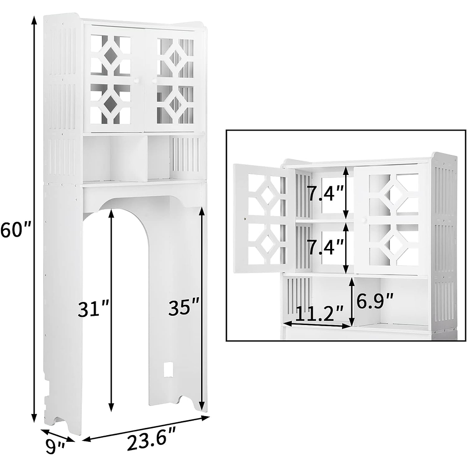 Mueble Estante de Baño Multifuncional Blanco  4