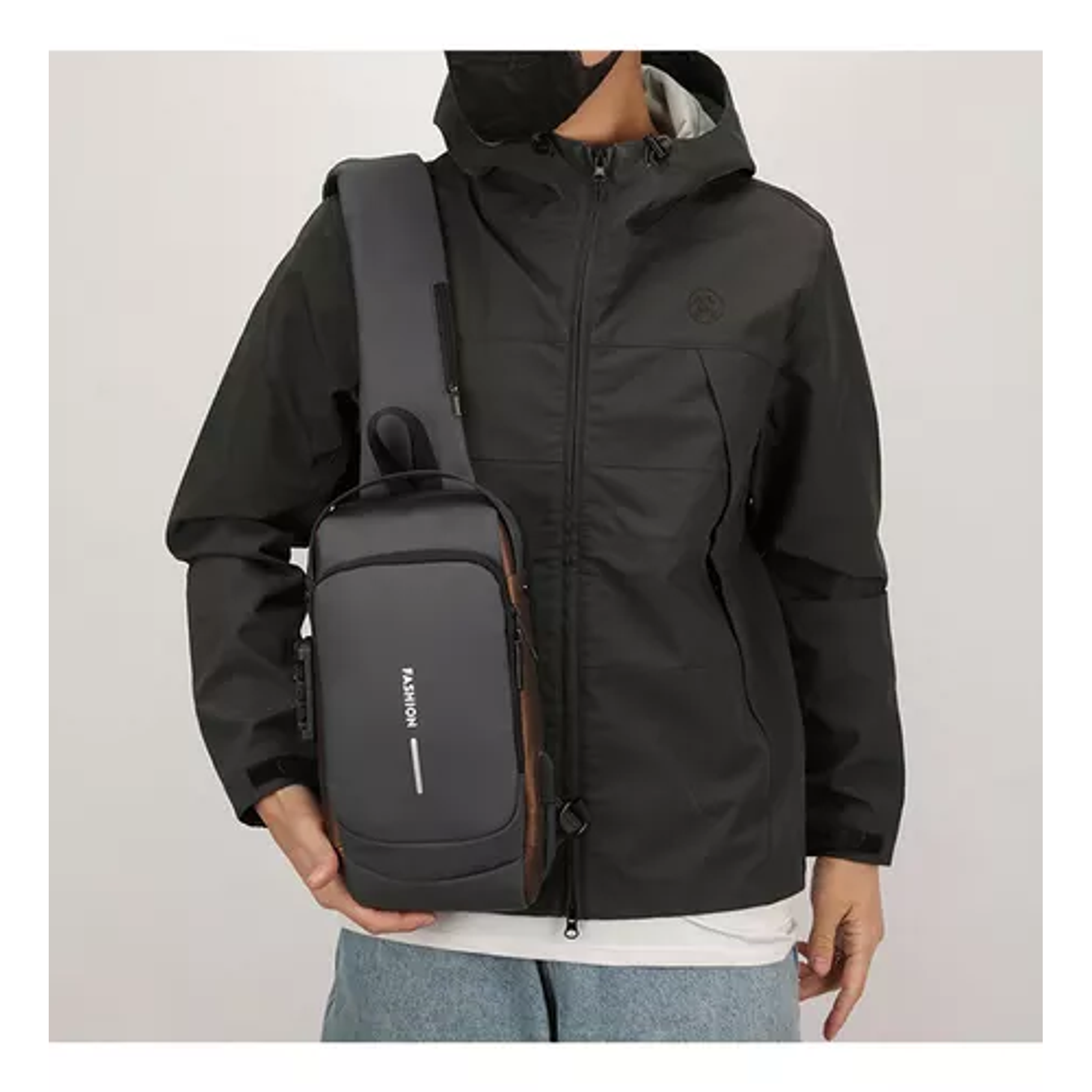 Bolso De Hombro Cruzado Para Hombre, Mochila Usb Pequeña 2