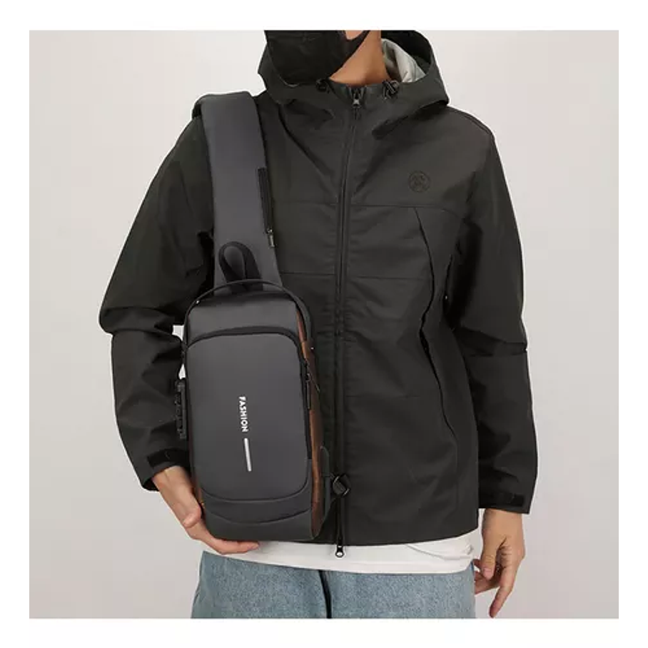 Bolso De Hombro Cruzado Para Hombre, Mochila Usb Pequeña 2