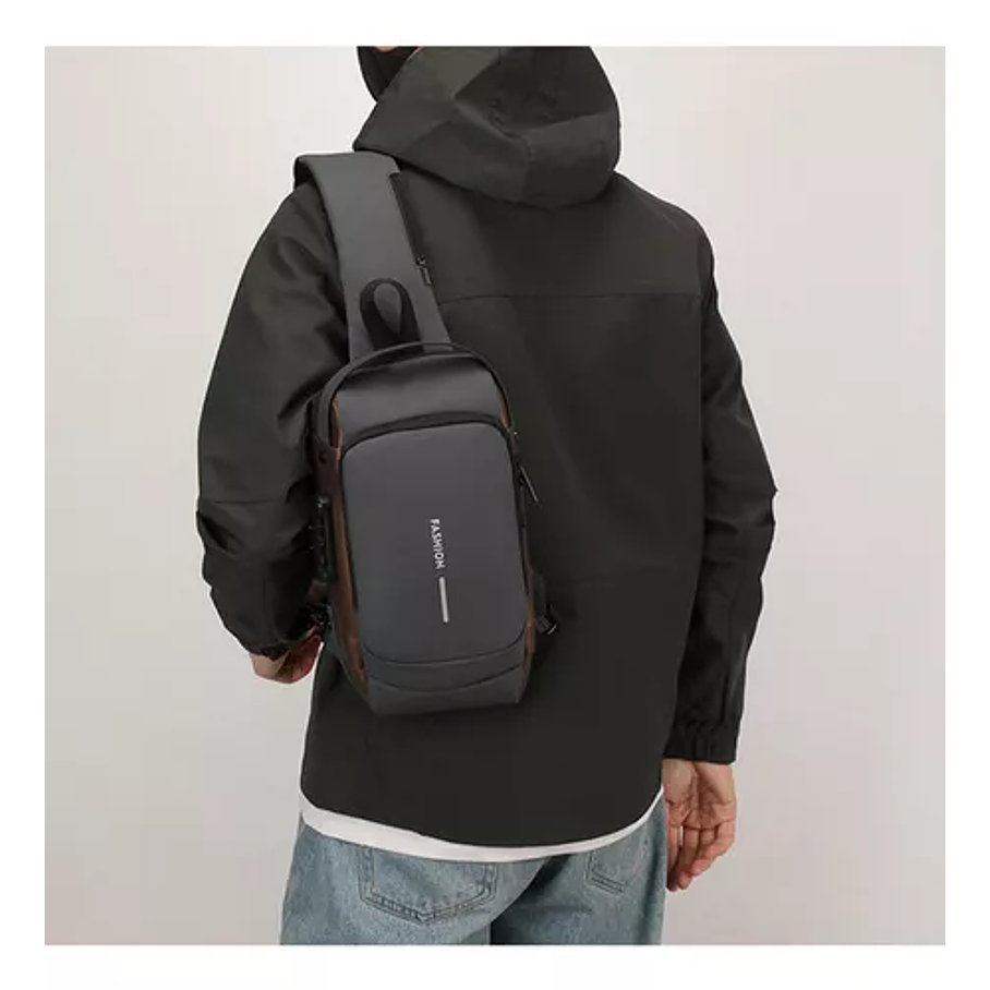 Bolso De Hombro Cruzado Para Hombre, Mochila Usb Pequeña 3
