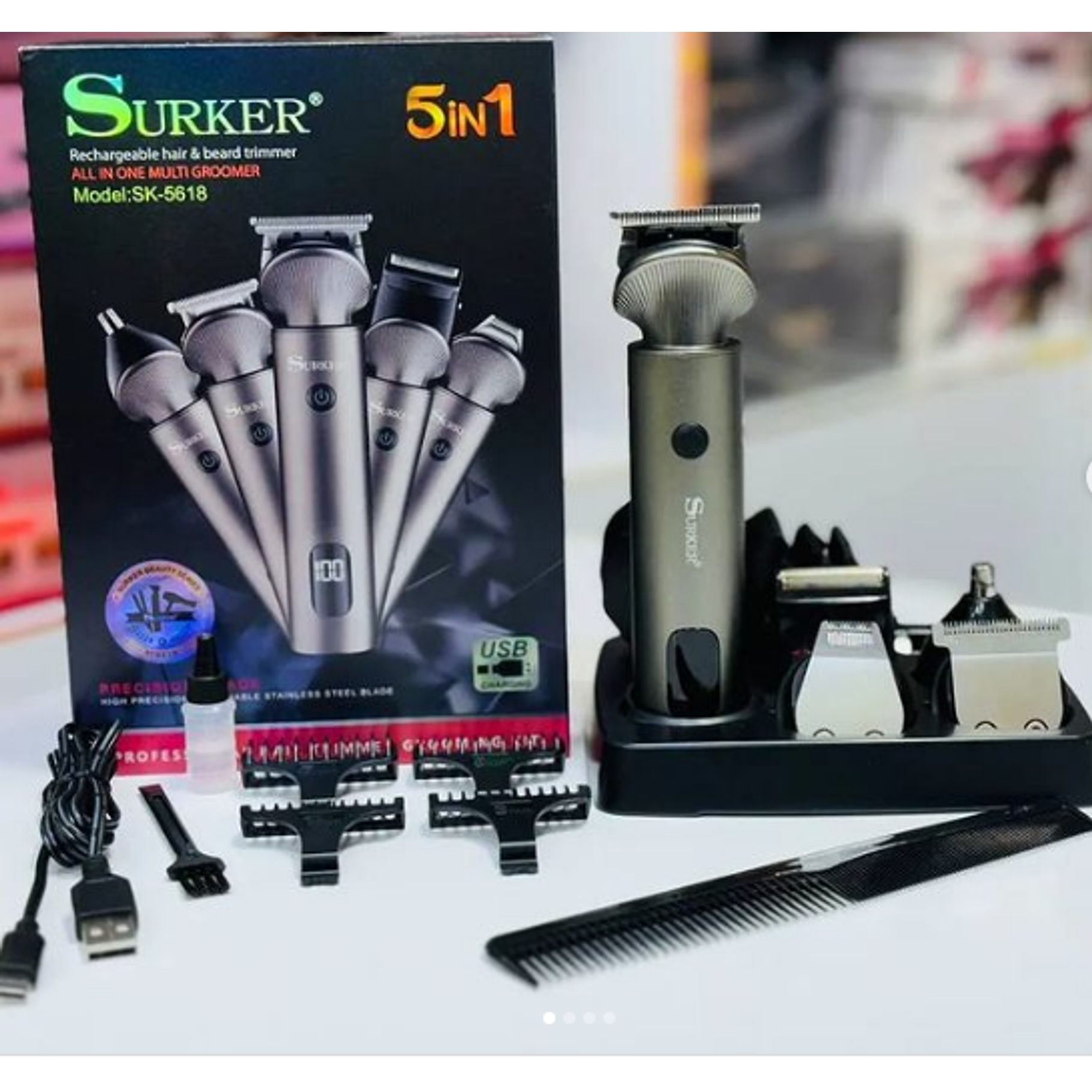 Recortador Surker 5en1 Recargable Dorada 2