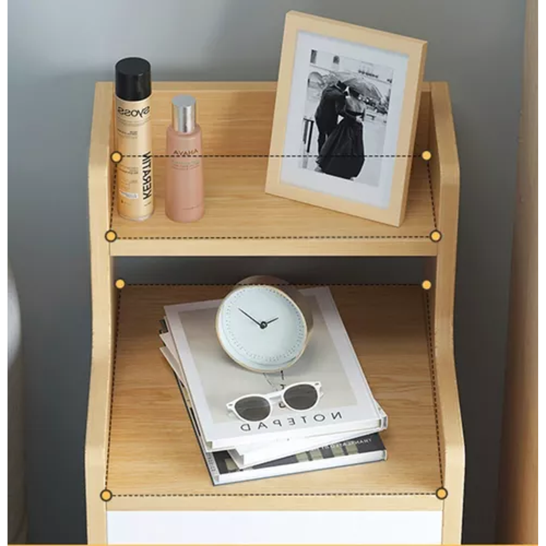 Velador Angosto Con Cajones Tricolor 3