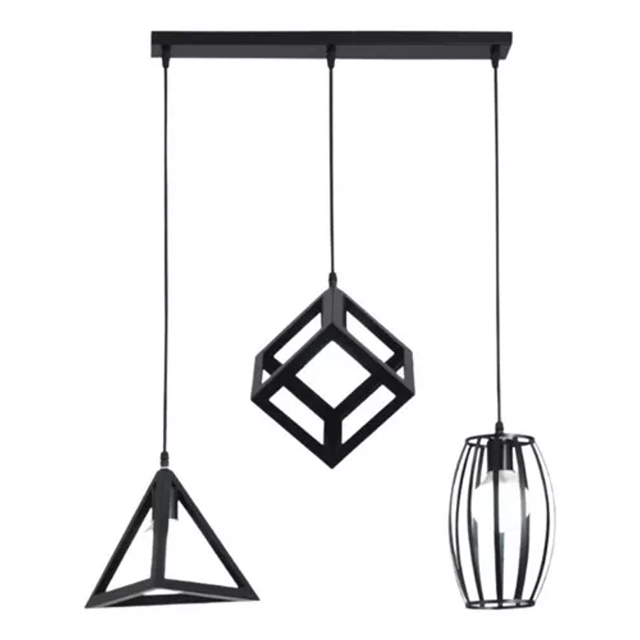 Lampara Colgante Decoración Vintage Figuras Geométricas Color Negro 2