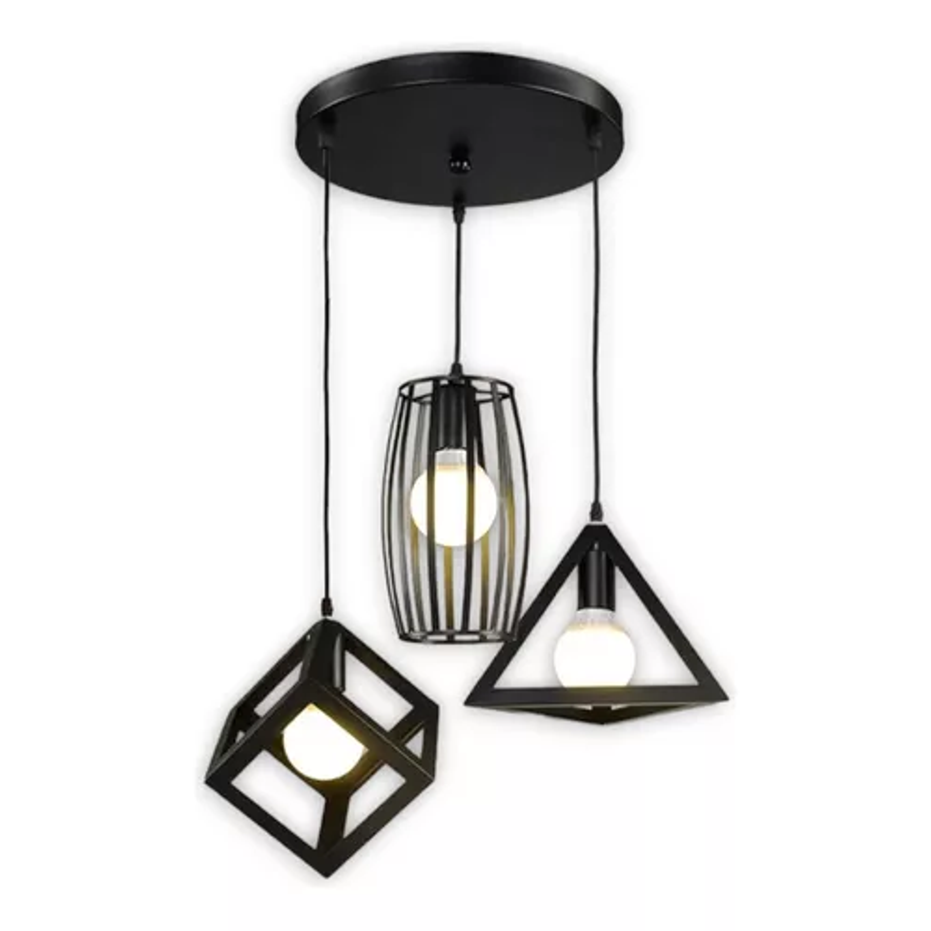Lampara Colgante Decoración Vintage Figuras Geométricas Color Negro 1