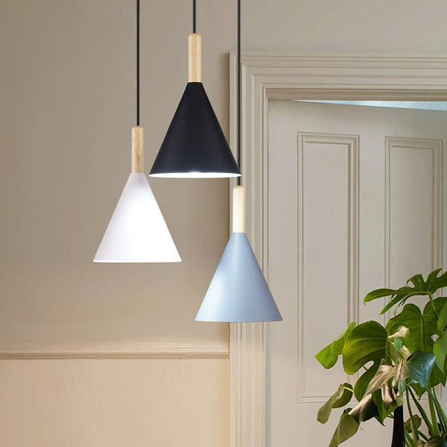 Lampara De Techo Colgante Conica 3 en 1  Con Ampolletas  4