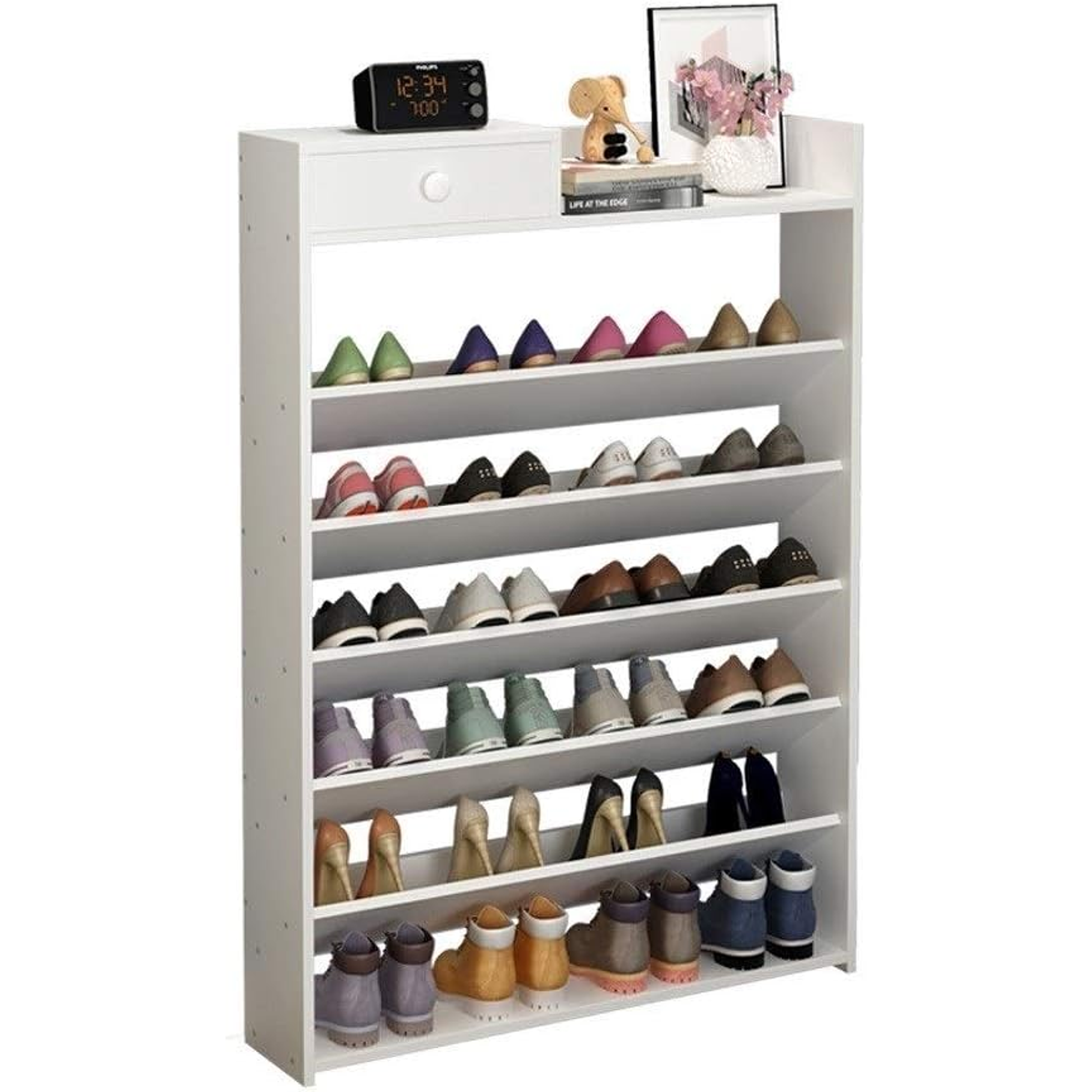 Organizador De Zapatos Horizontal Con Cajón Color Blanco 1